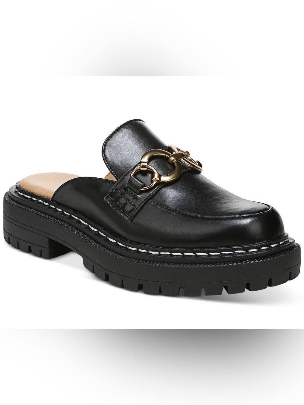 Sam Edelman Circus NY Elena Classic Black Gold Chunky Silhouette Mules Womens 9
